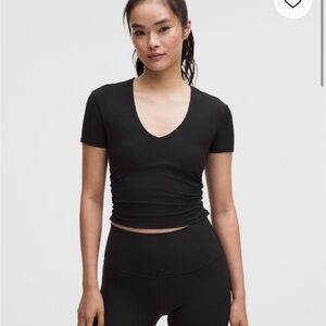 lululemon athletica Charcoal V-Neck Short Sleeve Top